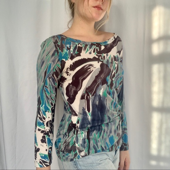 Emilio Pucci Psychedelic, Watercolor 90s Top - Picture 5 of 9